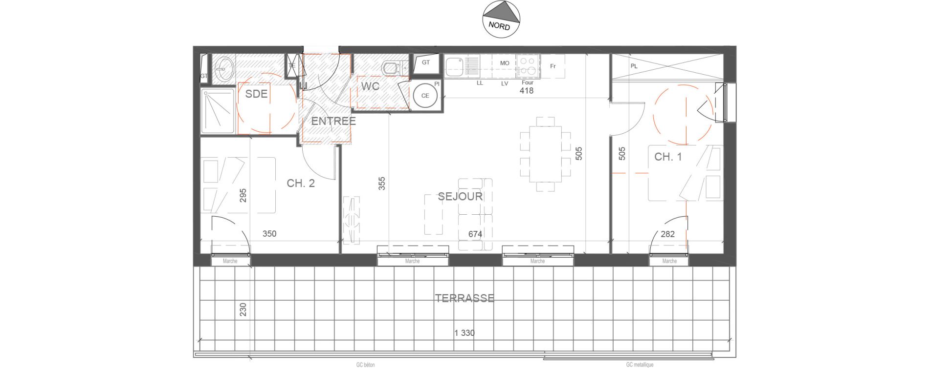 Appartement T3 de 64,45 m2 &agrave; N&icirc;mes Capouchin&eacute;