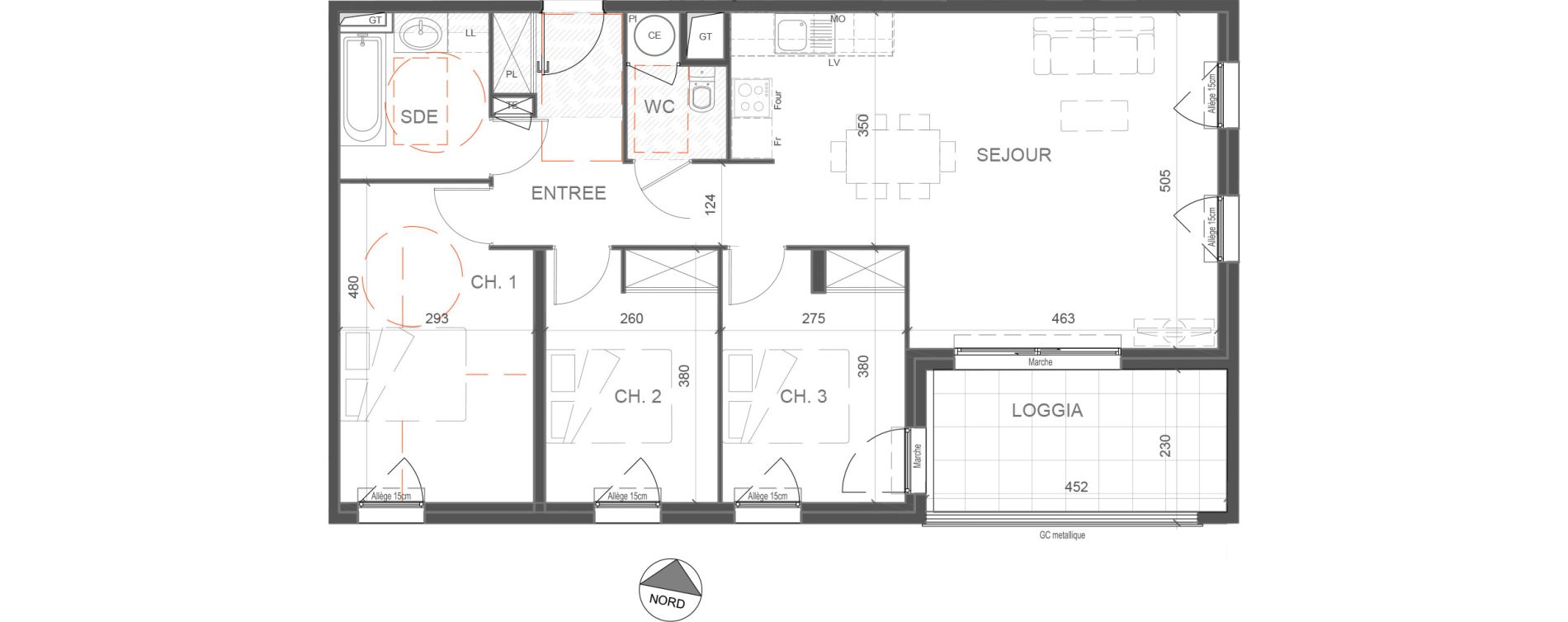 Appartement T4 de 82,95 m2 &agrave; N&icirc;mes Capouchin&eacute;