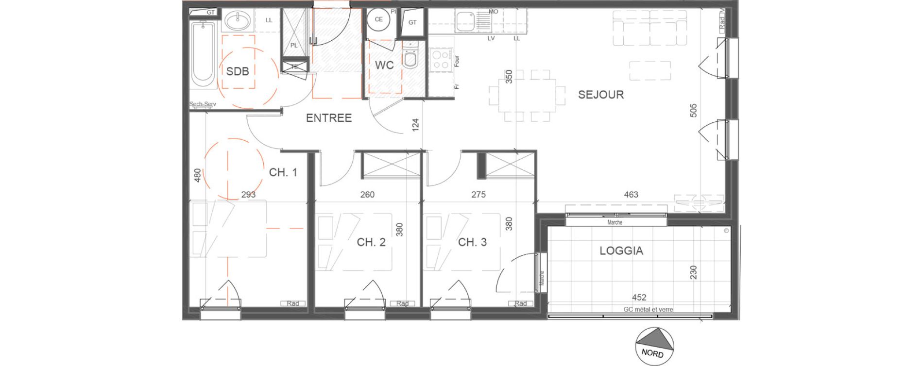 Appartement T4 de 82,90 m2 &agrave; N&icirc;mes Capouchin&eacute;