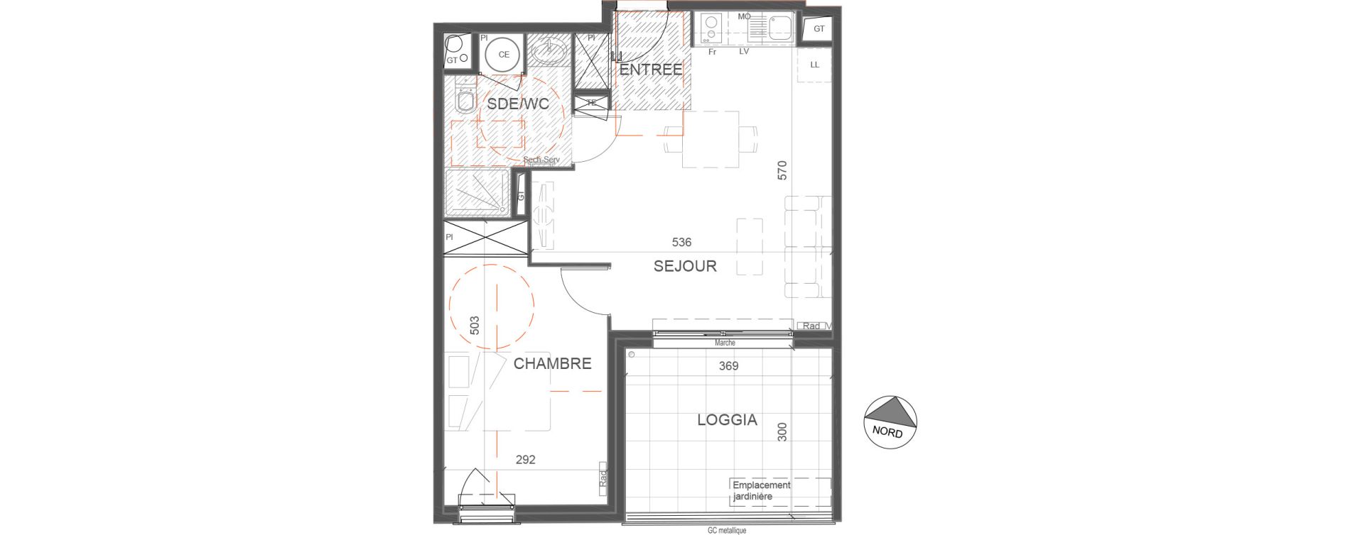 Appartement T2 de 45,00 m2 &agrave; N&icirc;mes Capouchin&eacute;