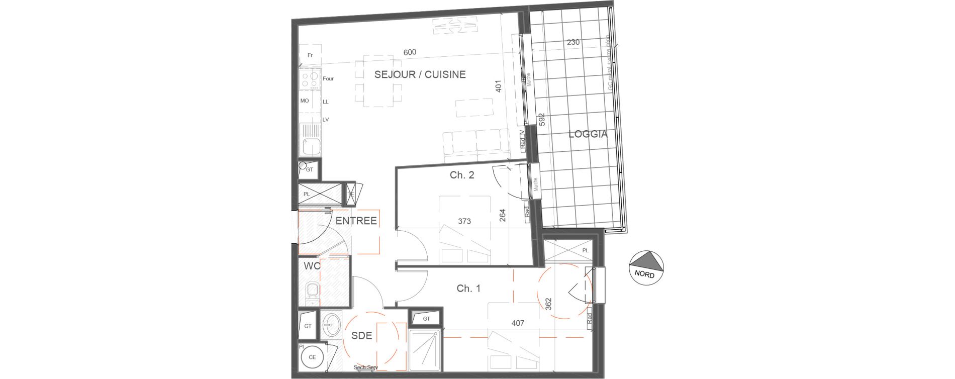 Appartement T3 de 63,15 m2 &agrave; N&icirc;mes Capouchin&eacute;