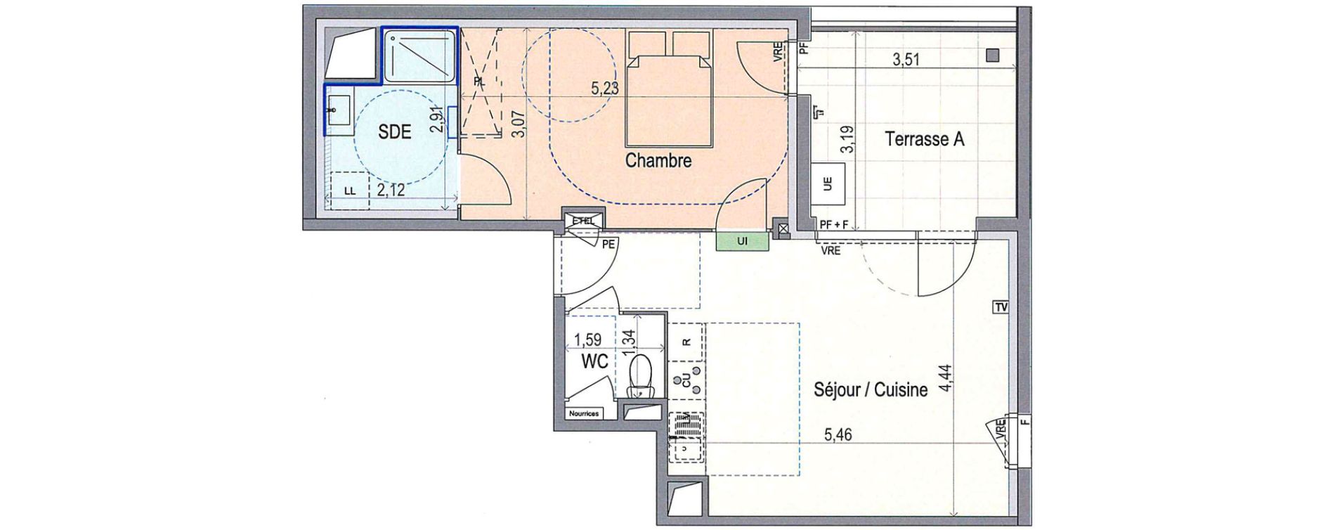 Appartement T2 de 50,12 m2 &agrave; N&icirc;mes Mas de mingue