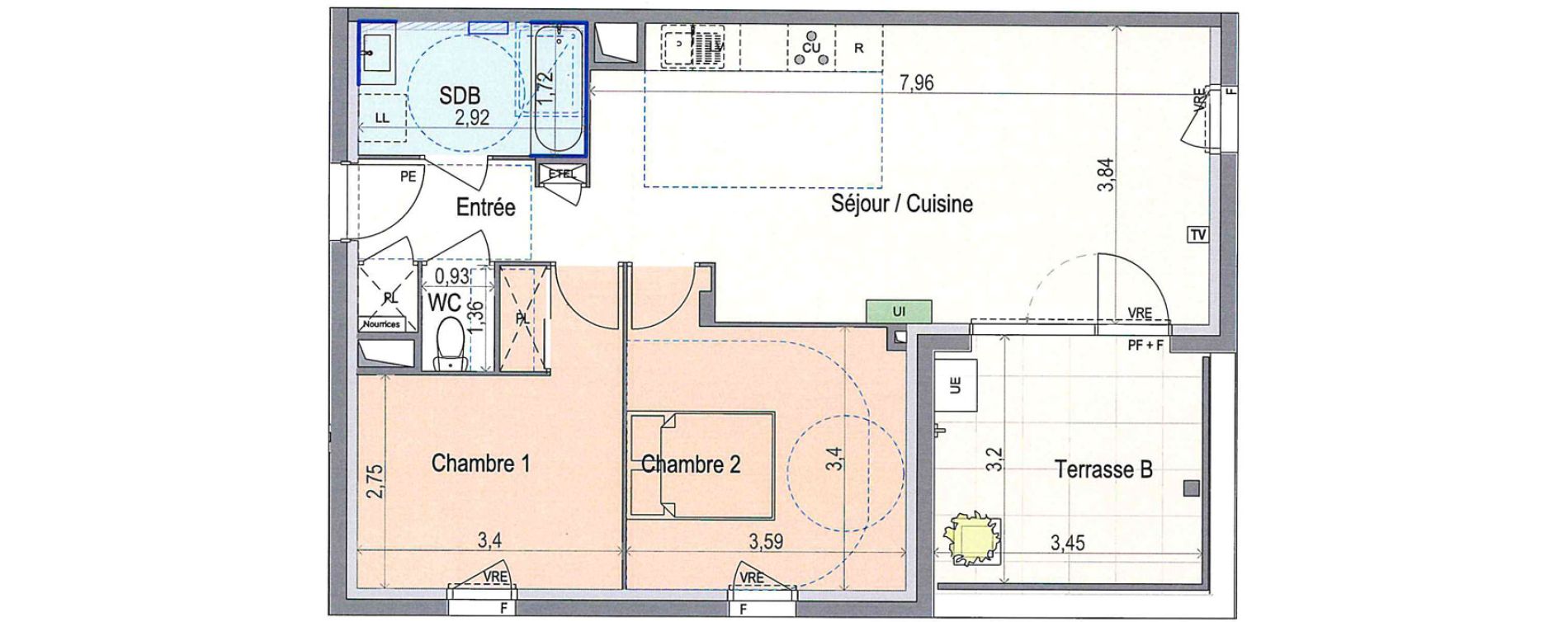 Appartement T3 de 63,97 m2 &agrave; N&icirc;mes Mas de mingue