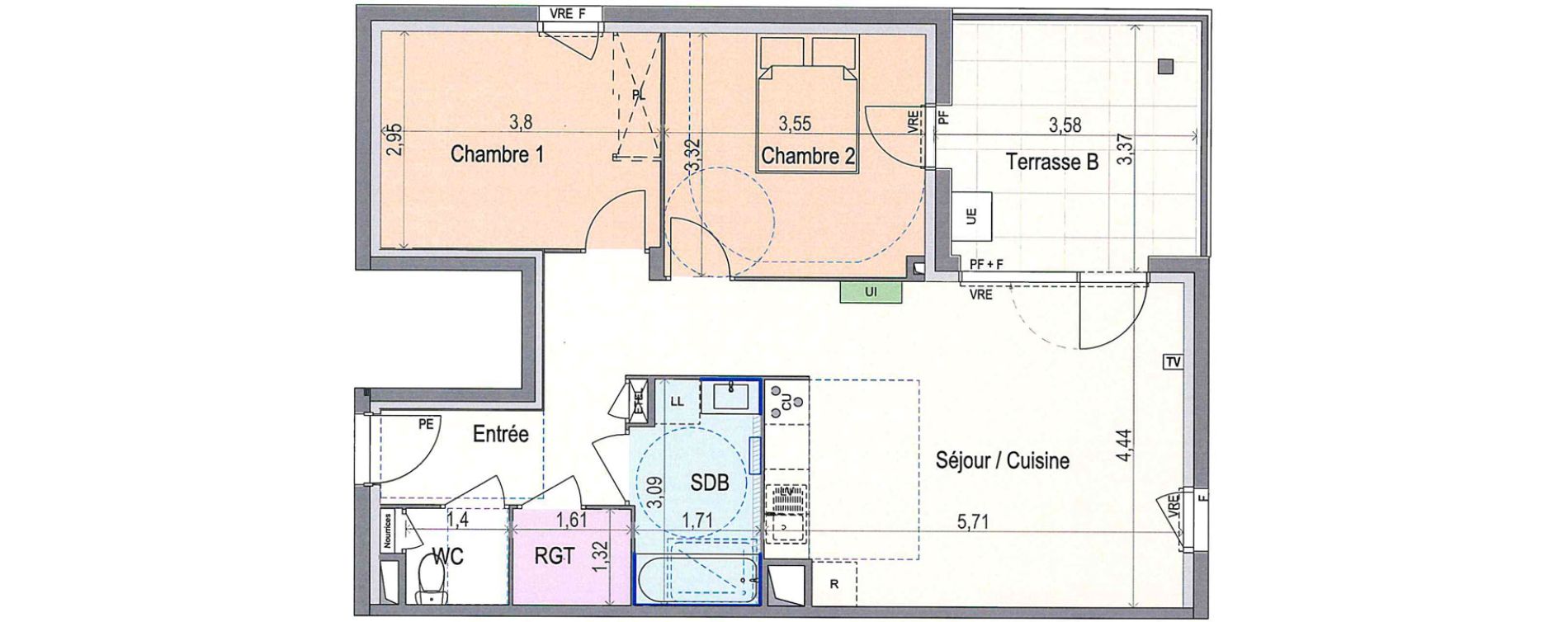 Appartement T3 de 66,44 m2 &agrave; N&icirc;mes Mas de mingue