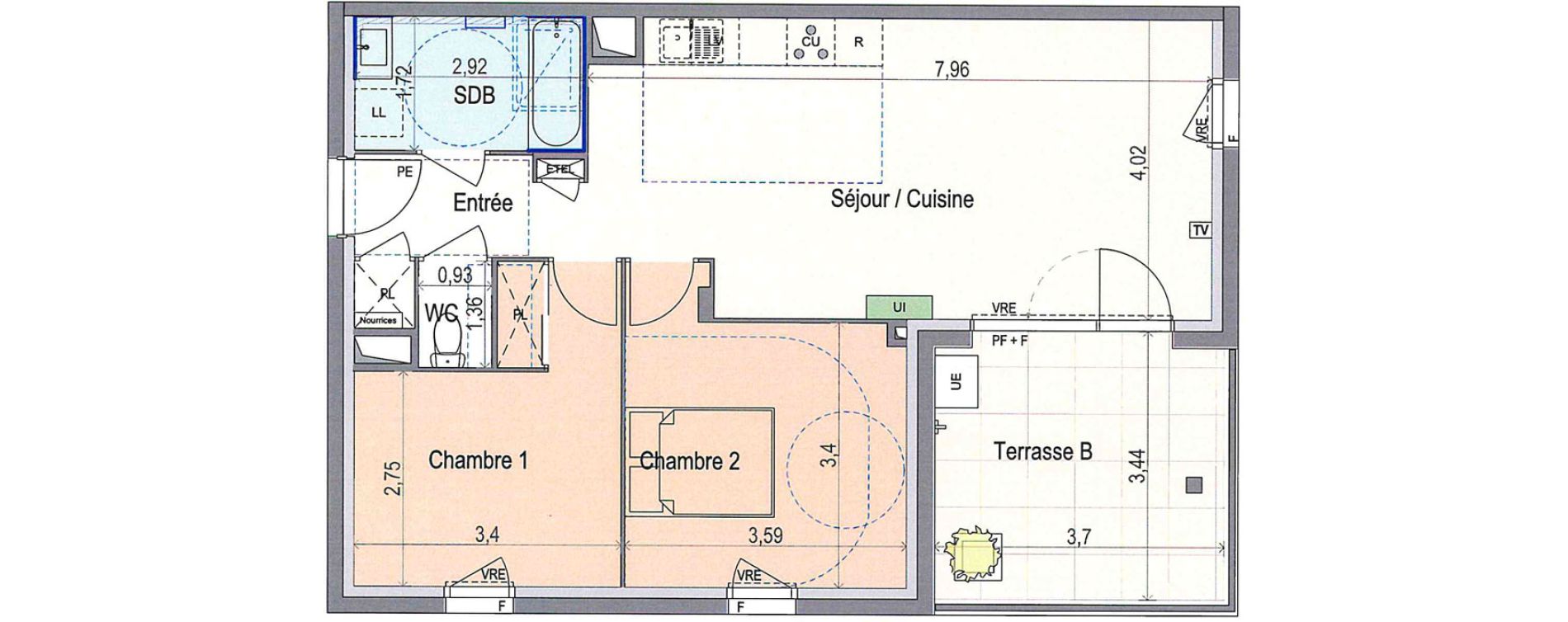 Appartement T3 de 63,97 m2 &agrave; N&icirc;mes Mas de mingue