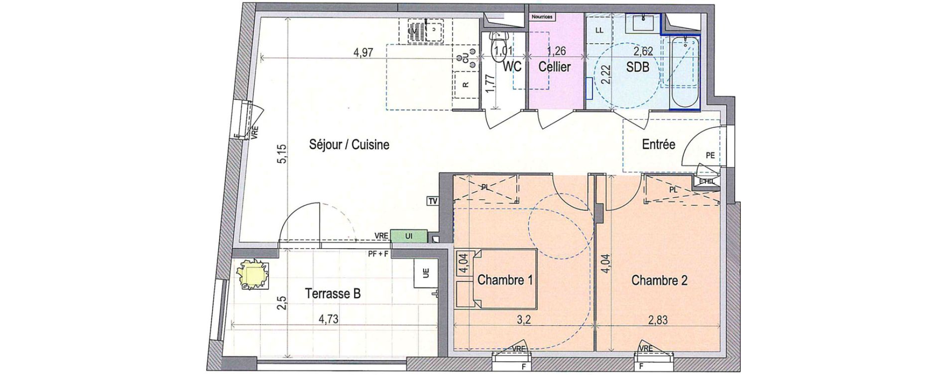 Appartement T3 de 67,14 m2 &agrave; N&icirc;mes Mas de mingue