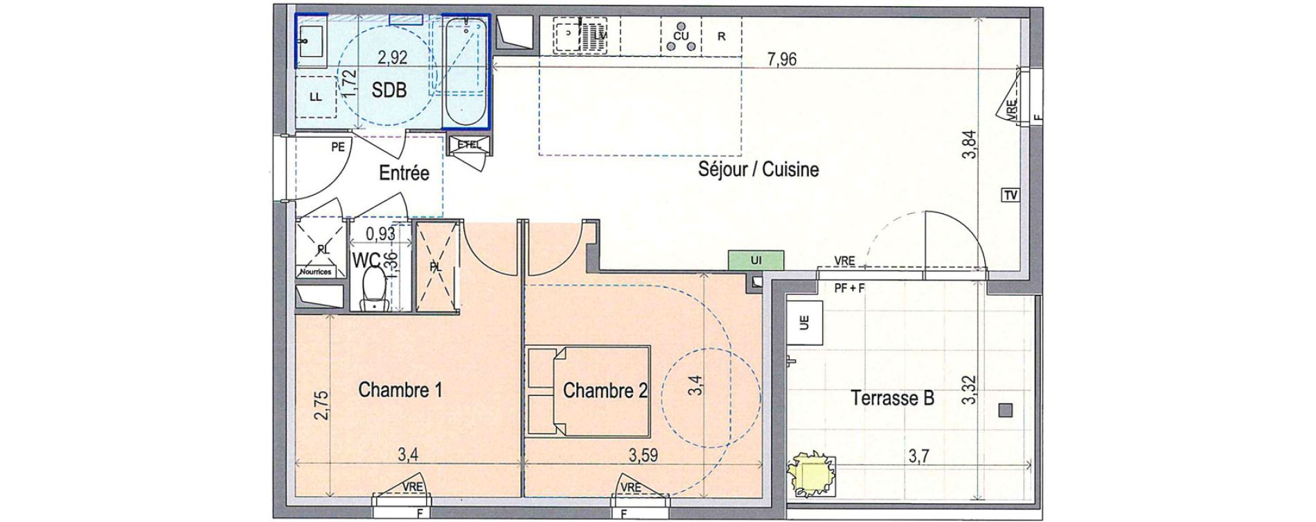 Appartement T3 de 63,97 m2 &agrave; N&icirc;mes Mas de mingue