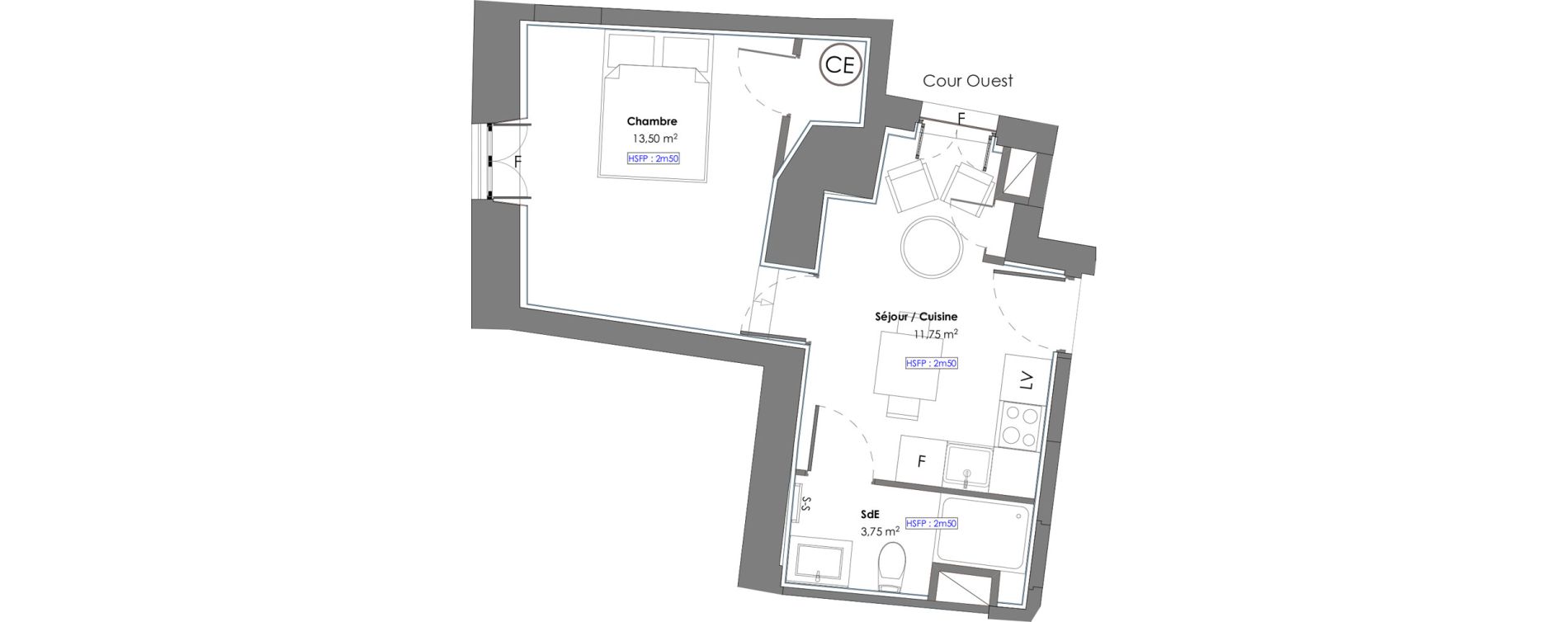 Appartement T2 de 29,00 m2 &agrave; N&icirc;mes Centre