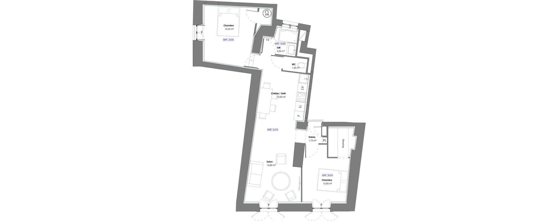 Appartement T3 de 59,50 m2 &agrave; N&icirc;mes Centre