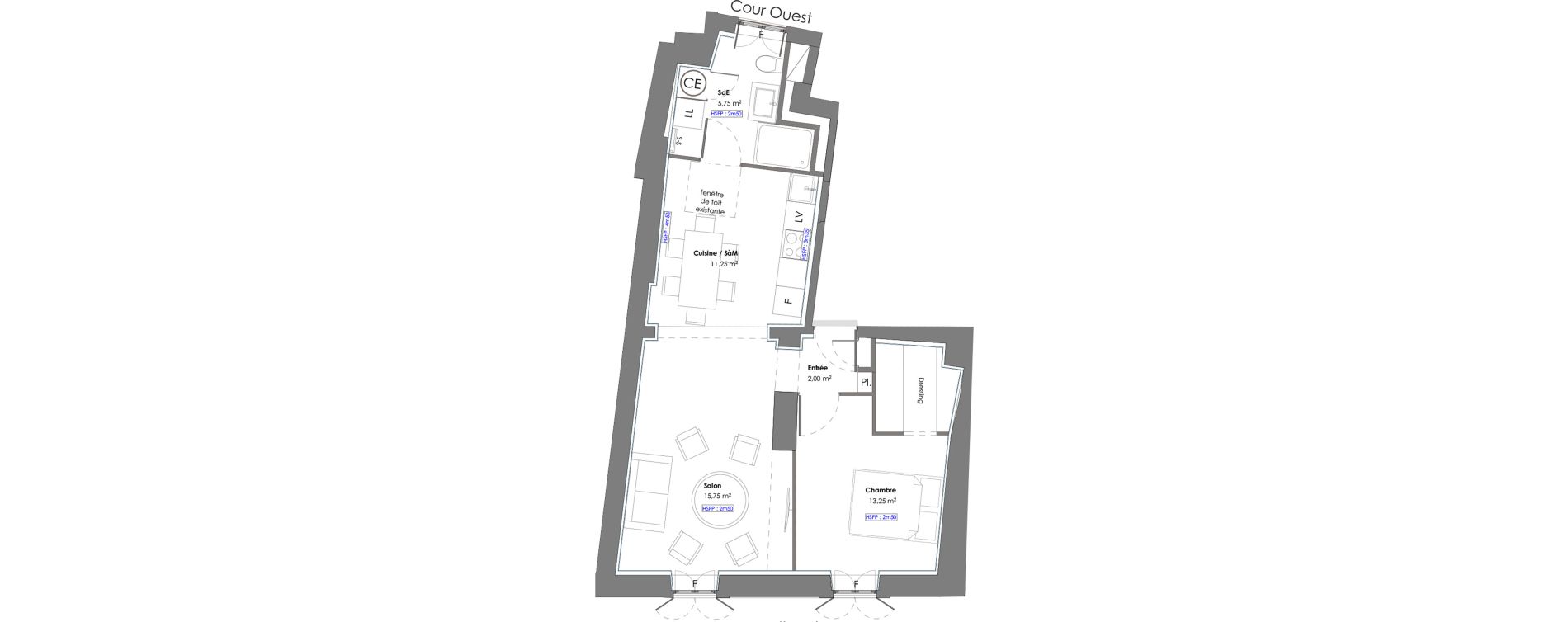 Appartement T2 de 48,00 m2 &agrave; N&icirc;mes Centre