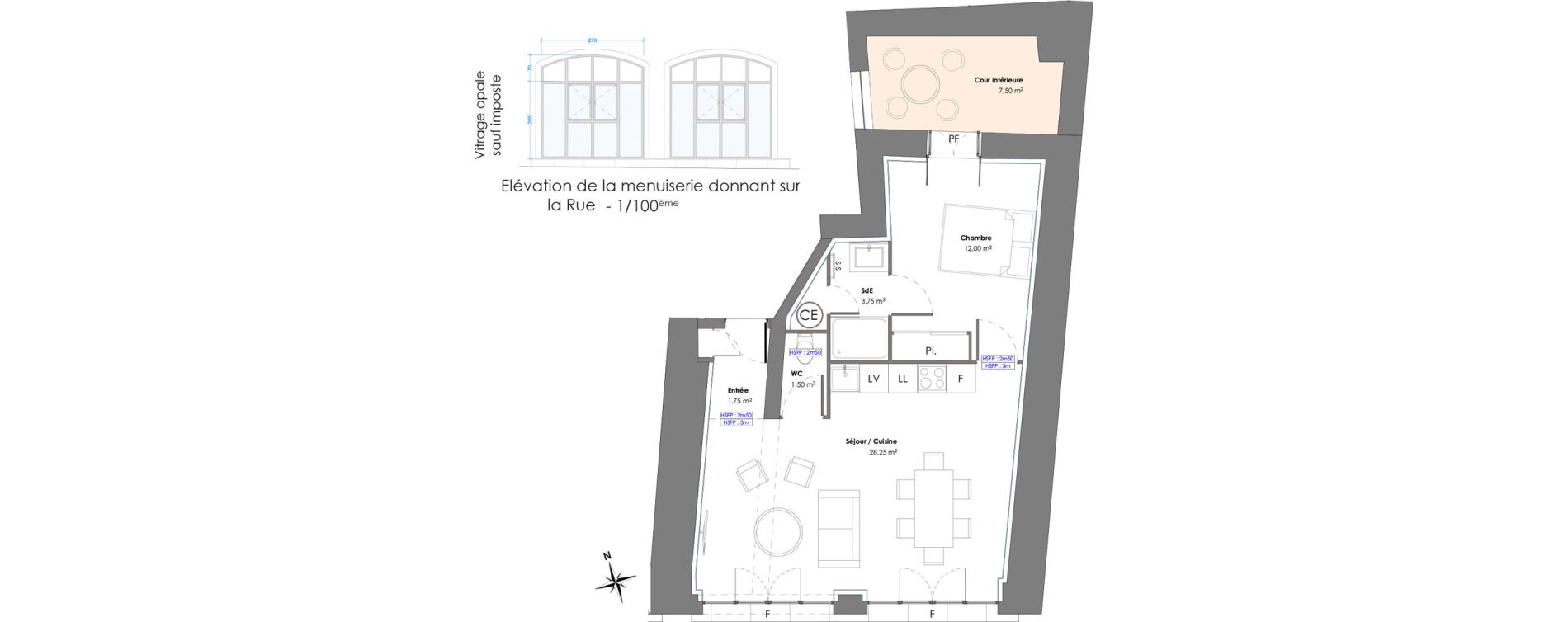 Appartement T2 de 47,25 m2 &agrave; N&icirc;mes Centre