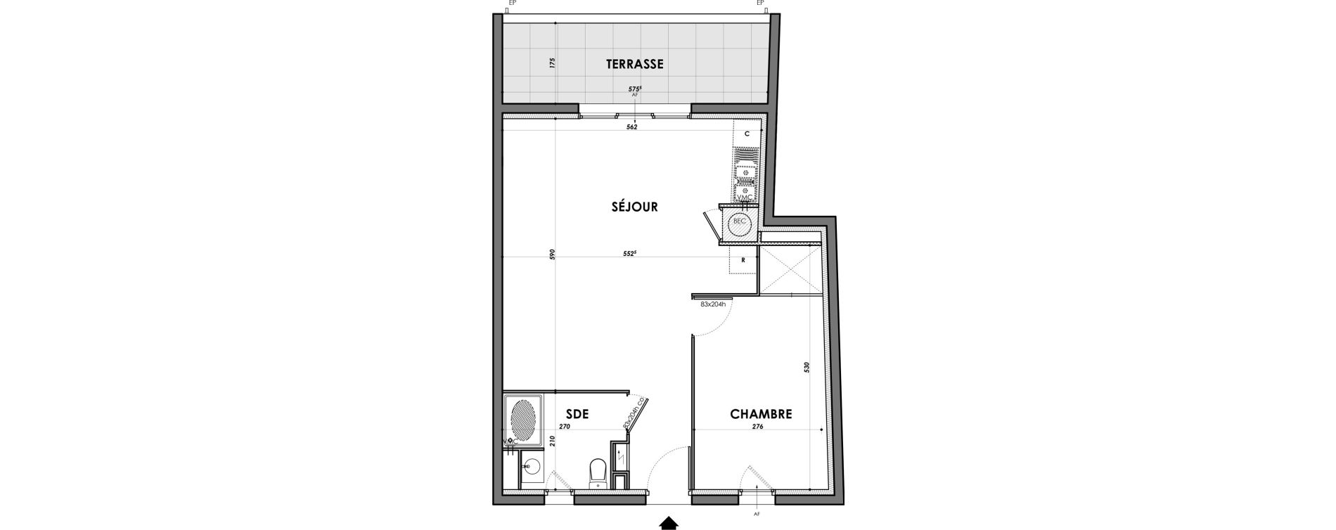 Appartement T2 de 50,97 m2 &agrave; N&icirc;mes Ar&egrave;nes