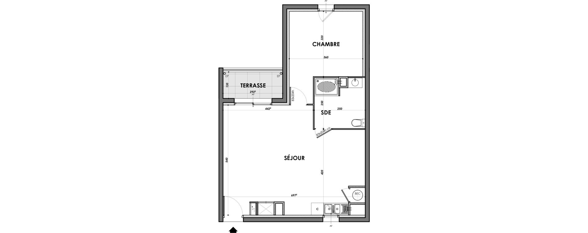 Appartement T2 de 52,58 m2 &agrave; N&icirc;mes Ar&egrave;nes