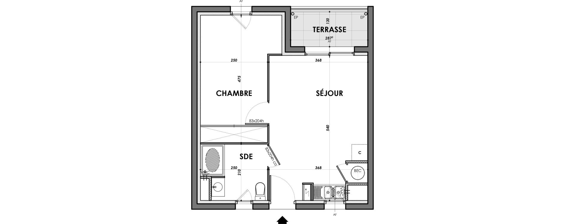 Appartement T2 de 36,51 m2 &agrave; N&icirc;mes Ar&egrave;nes