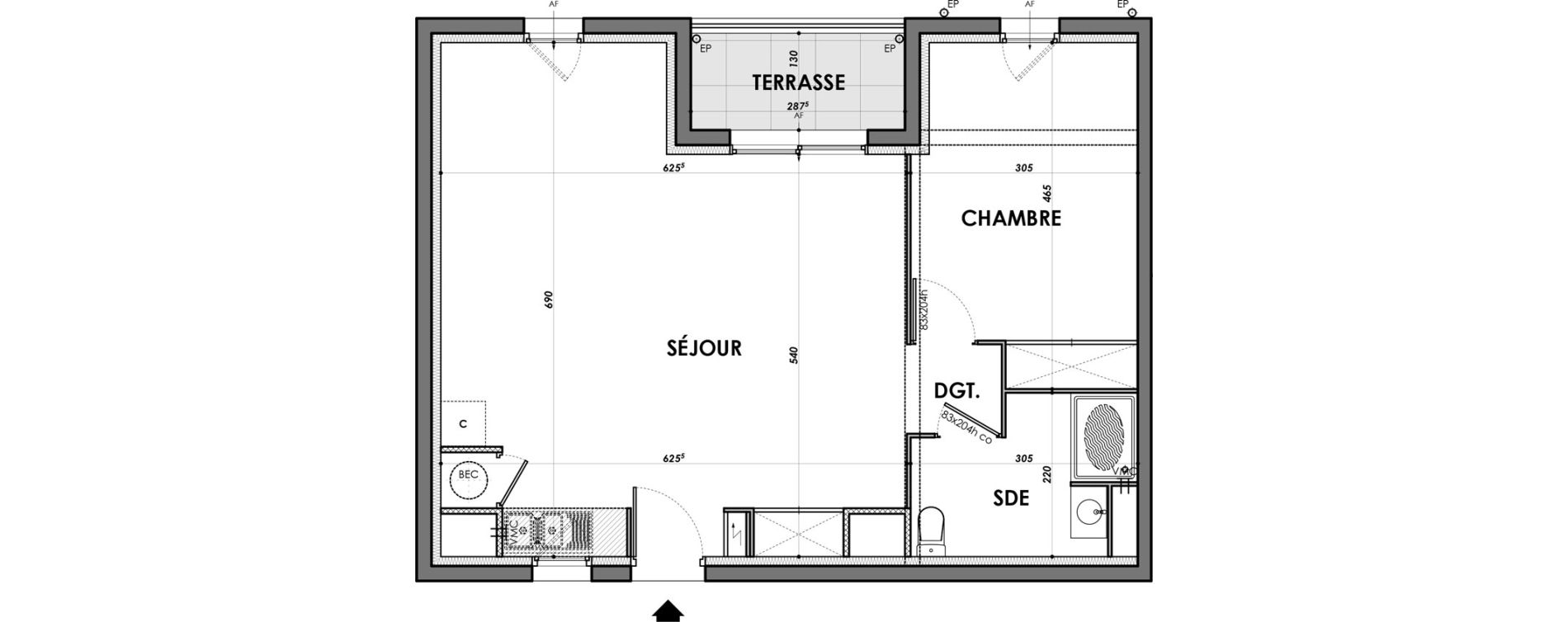 Appartement T2 de 56,91 m2 &agrave; N&icirc;mes Ar&egrave;nes