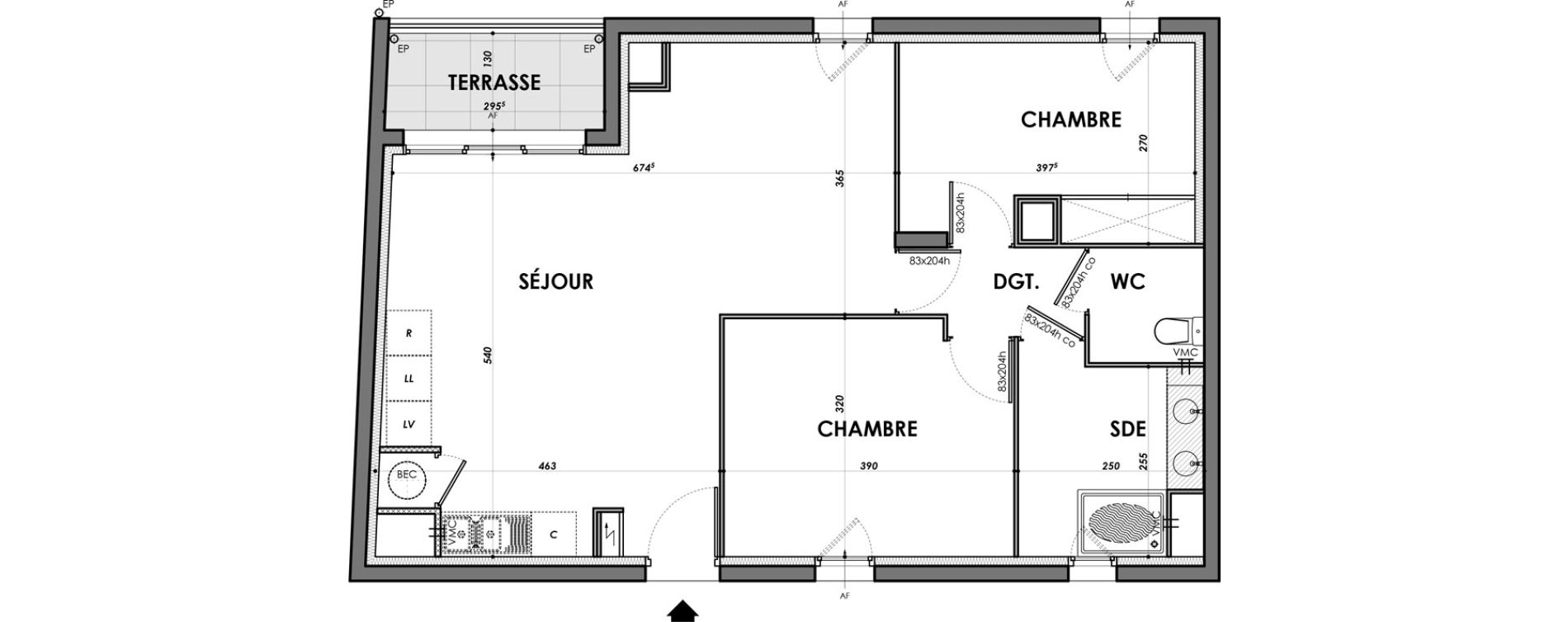 Appartement T3 de 67,41 m2 &agrave; N&icirc;mes Ar&egrave;nes