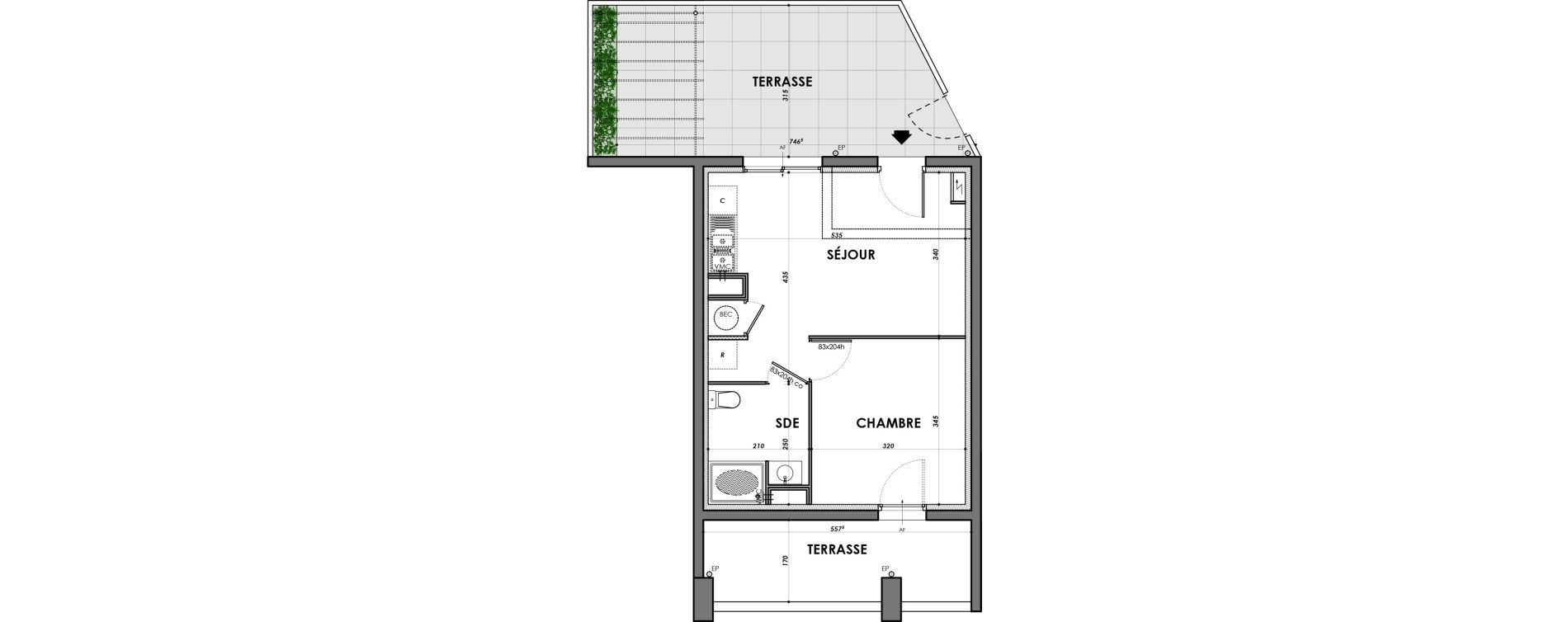 Appartement T2 de 35,37 m2 &agrave; N&icirc;mes Ar&egrave;nes