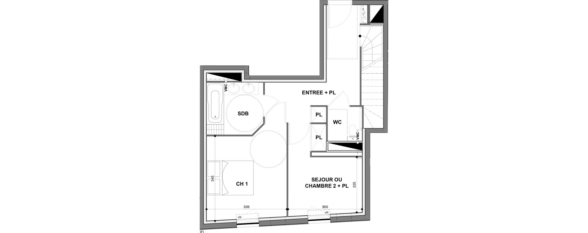 Duplex T3 de 68,98 m2 &agrave; N&icirc;mes Croix de fer