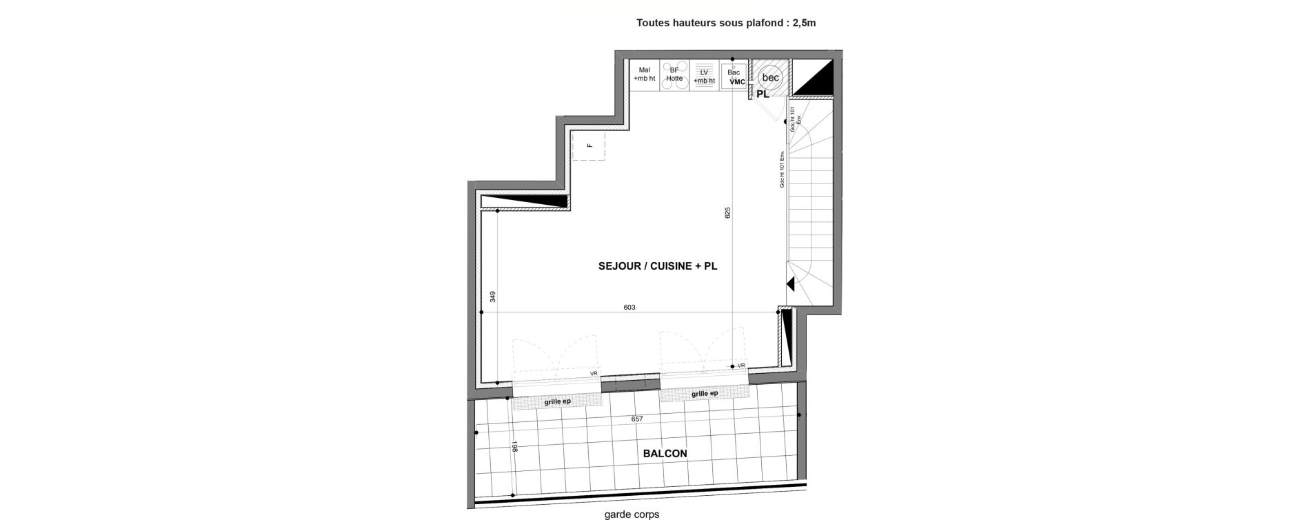 Duplex T3 de 68,98 m2 &agrave; N&icirc;mes Croix de fer