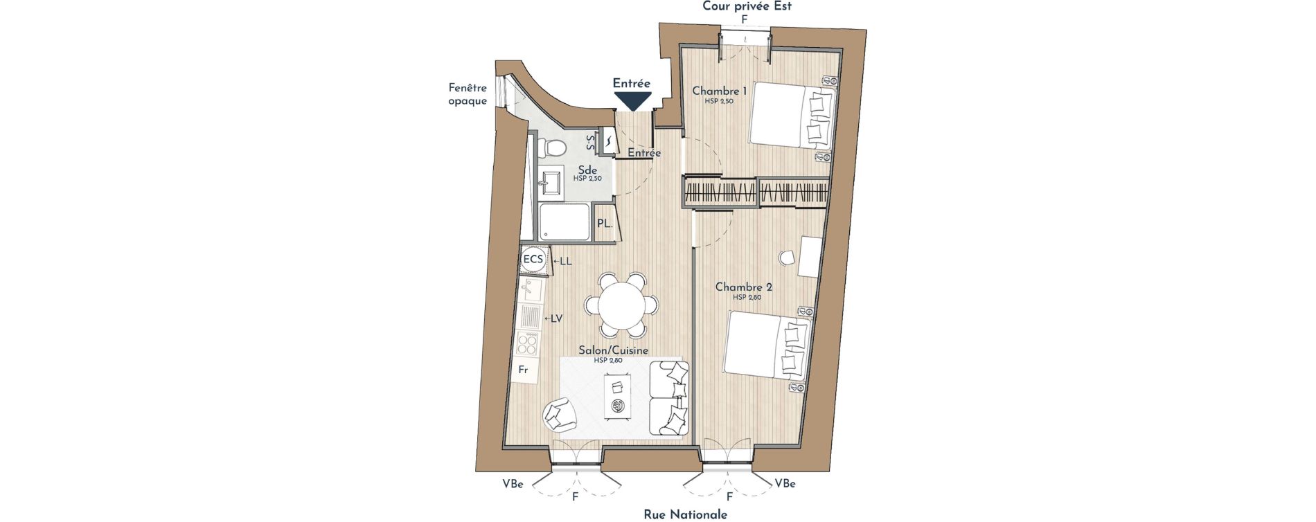 Appartement T3 de 52,75 m2 &agrave; N&icirc;mes Centre