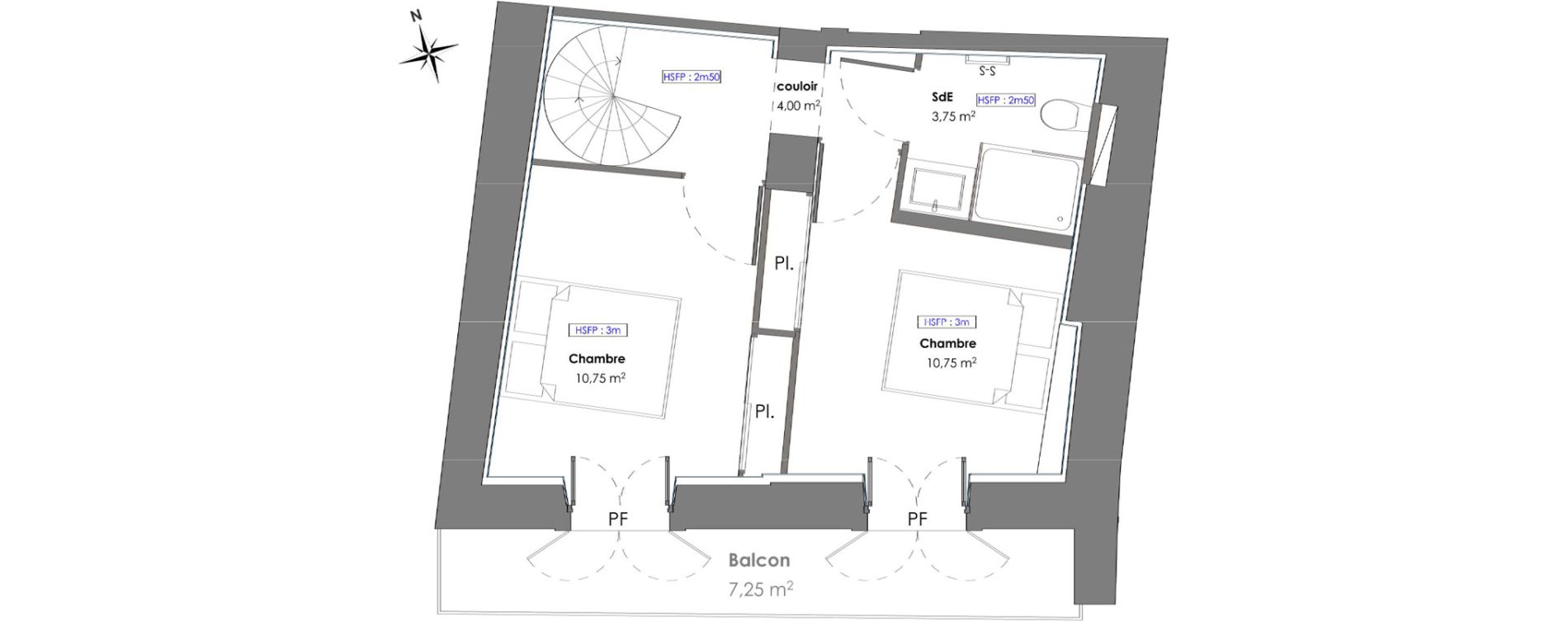 Duplex T3 de 75,00 m2 &agrave; N&icirc;mes Centre