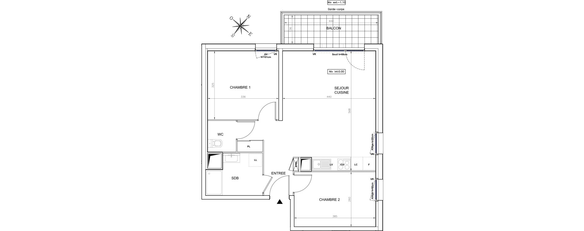 Appartement T3 de 57,90 m2 &agrave; N&icirc;mes Santa cruz