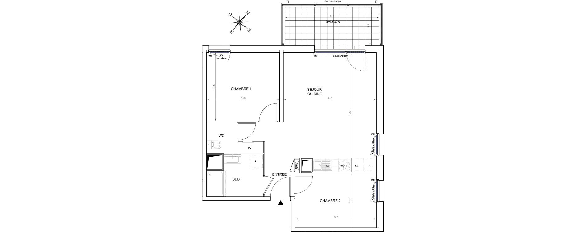Appartement T3 de 58,20 m2 &agrave; N&icirc;mes Santa cruz