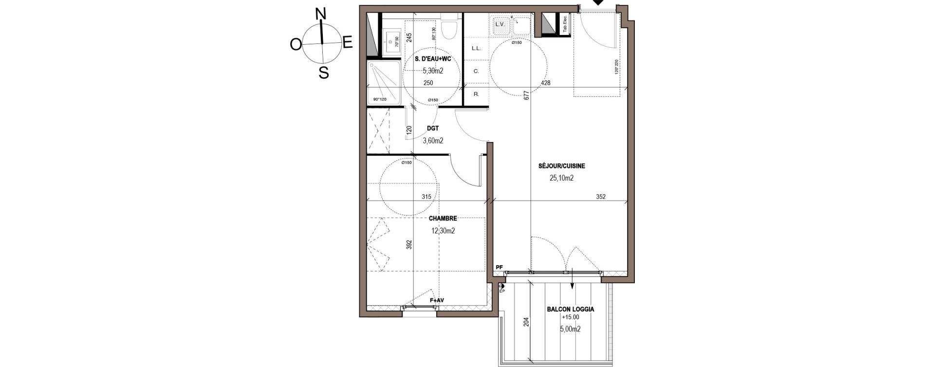 Appartement T2 de 46,30 m2 &agrave; N&icirc;mes Marcel rouvi&egrave;re