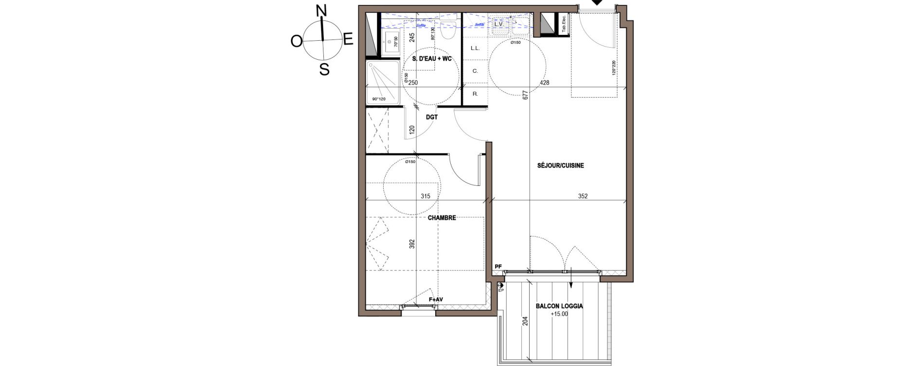 Appartement T2 de 46,30 m2 &agrave; N&icirc;mes Marcel rouvi&egrave;re