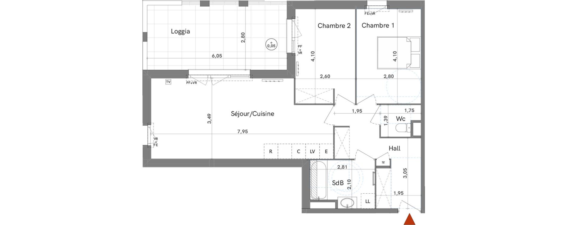 Appartement T3 de 65,60 m2 &agrave; N&icirc;mes Capouchin&eacute;