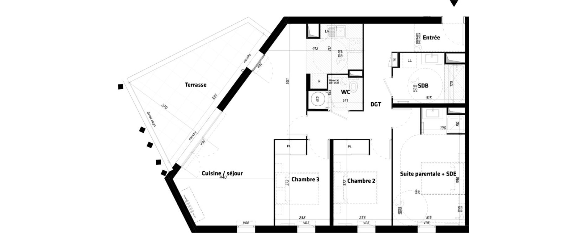 Appartement T4 de 89,53 m2 &agrave; N&icirc;mes Triangle de la gare