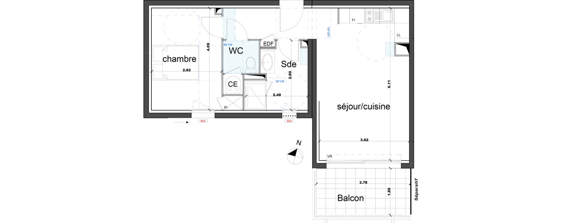 Appartement T2 de 47,27 m2 &agrave; N&icirc;mes Capouchin&eacute;