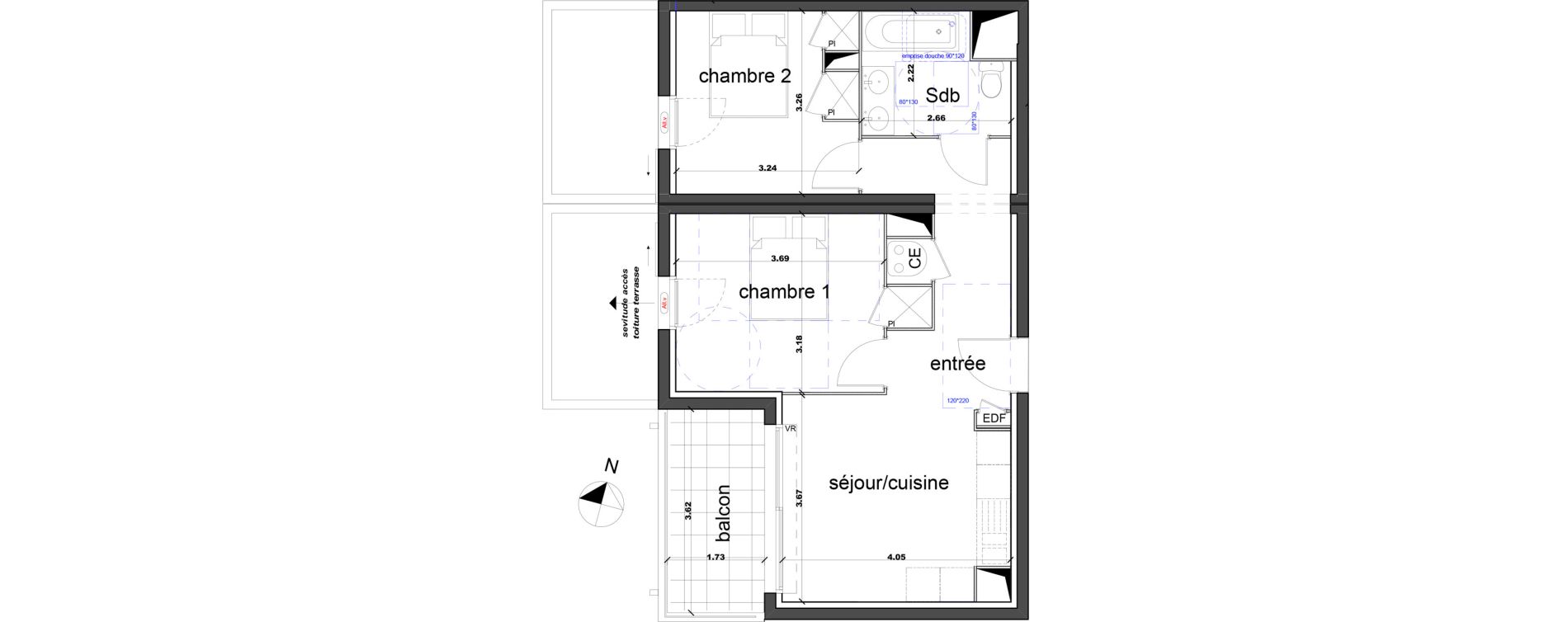 Appartement T3 de 51,54 m2 &agrave; N&icirc;mes Capouchin&eacute;
