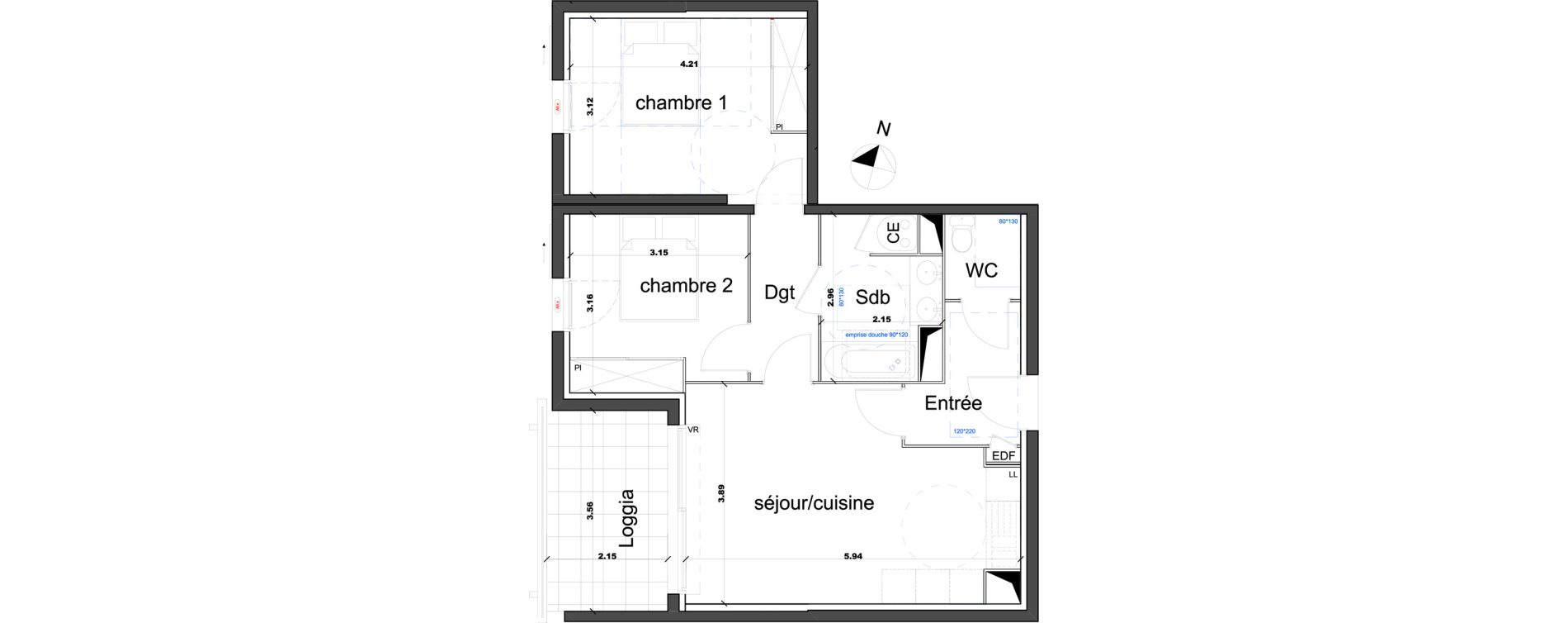 Appartement T3 de 58,54 m2 &agrave; N&icirc;mes Capouchin&eacute;