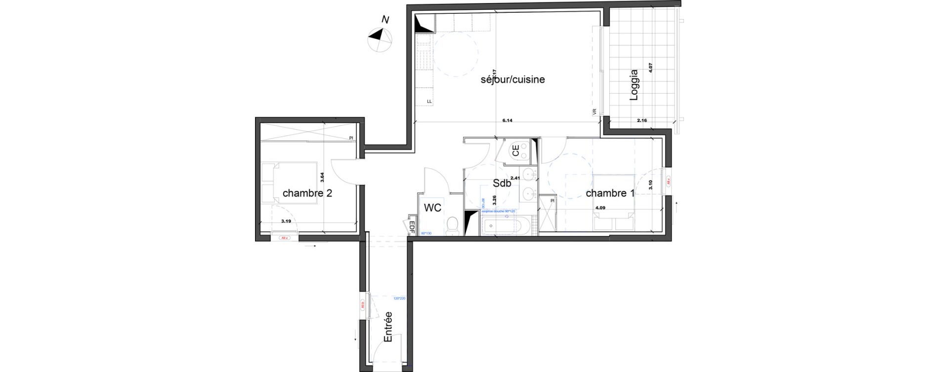Appartement T3 de 71,38 m2 &agrave; N&icirc;mes Capouchin&eacute;
