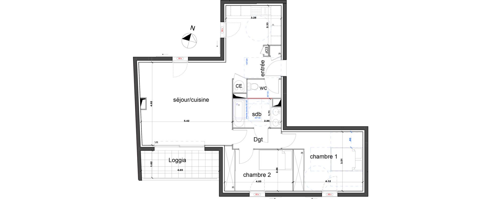 Appartement T3 de 76,41 m2 &agrave; N&icirc;mes Capouchin&eacute;