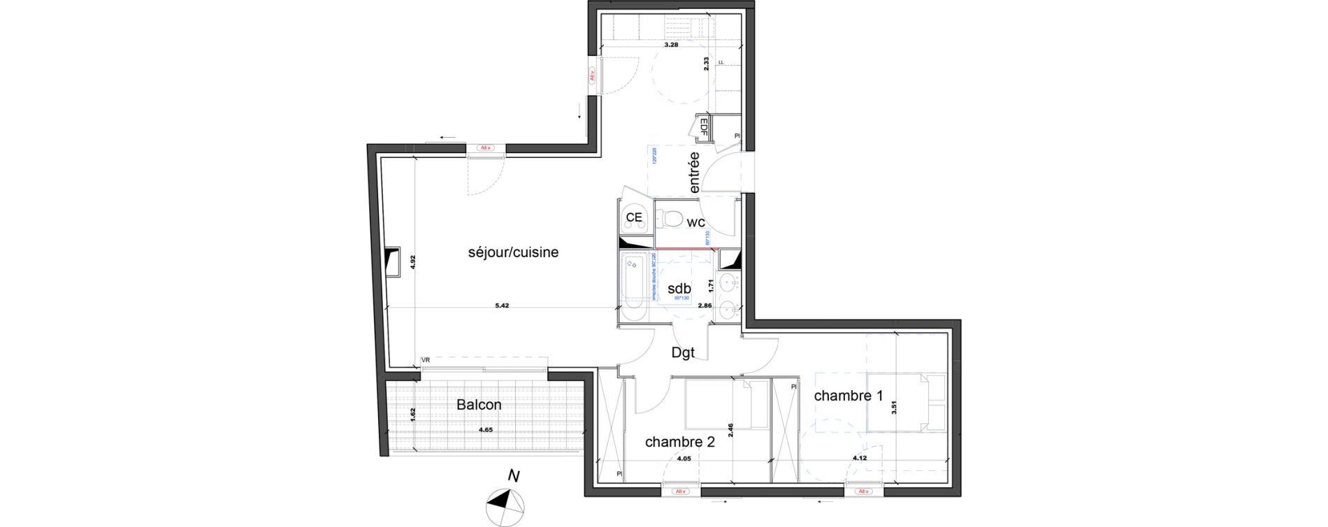Appartement T3 de 76,41 m2 &agrave; N&icirc;mes Capouchin&eacute;