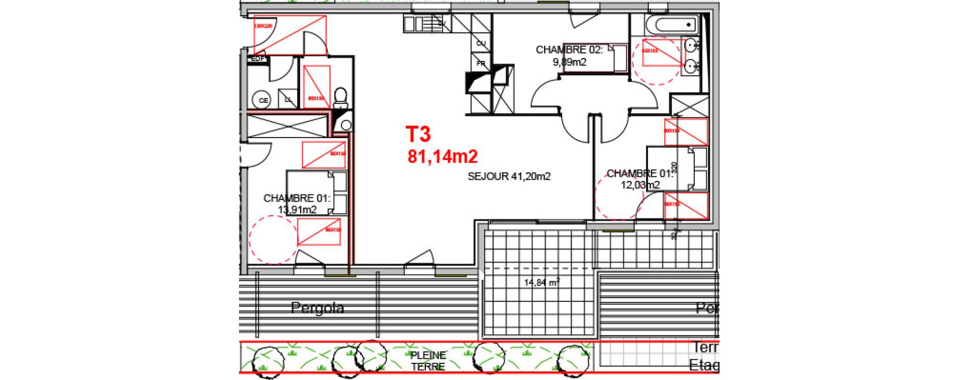 Appartement T3 de 81,14 m2 &agrave; N&icirc;mes Capouchin&eacute;
