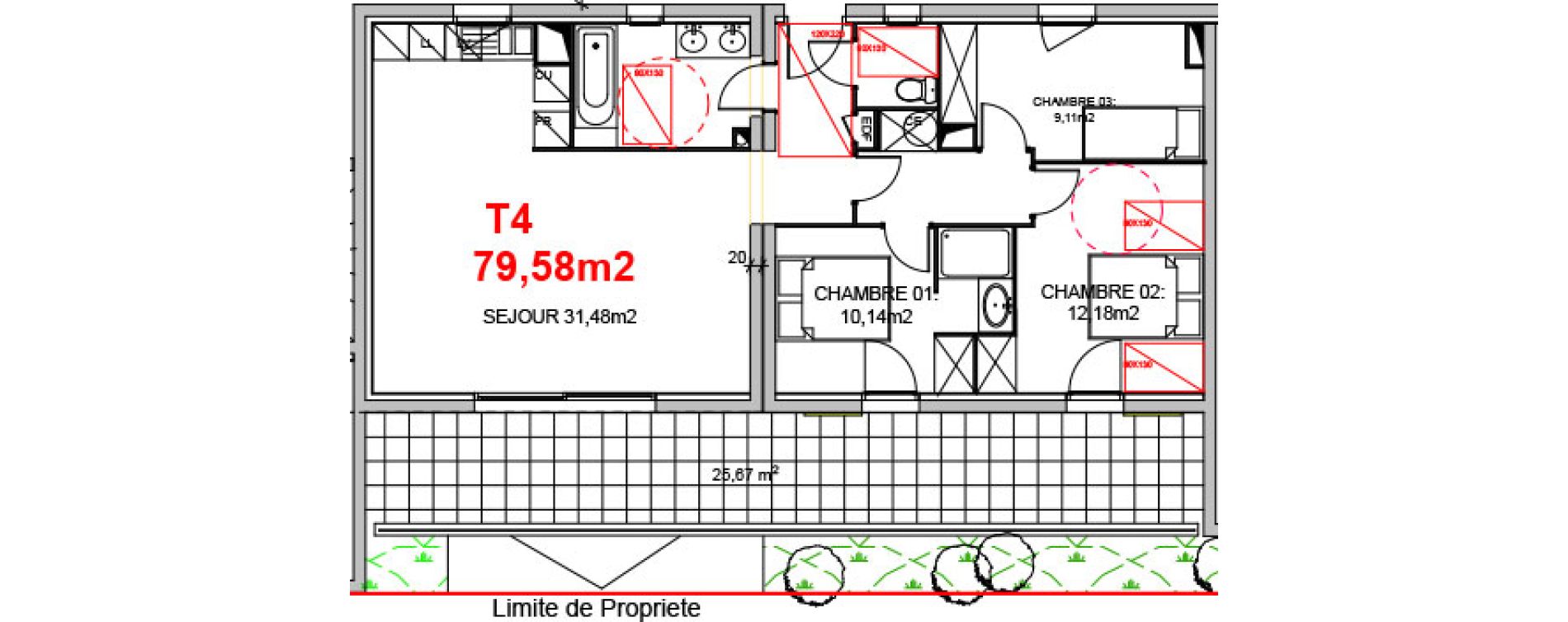 Appartement T4 de 79,58 m2 &agrave; N&icirc;mes Capouchin&eacute;
