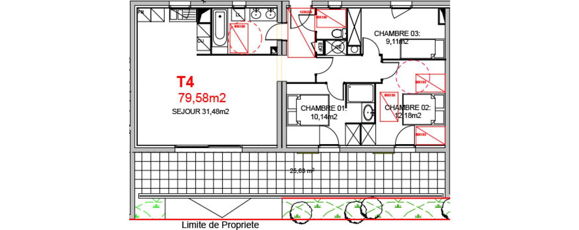 Appartement T4 de 79,58 m2 &agrave; N&icirc;mes Capouchin&eacute;