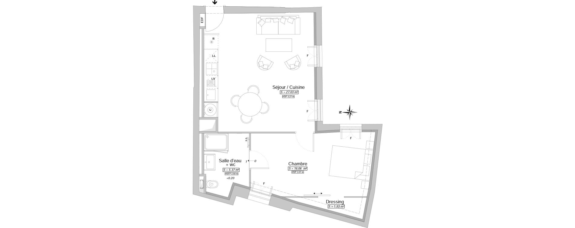 Appartement T2 de 50,39 m2 &agrave; N&icirc;mes L ecusson nimes