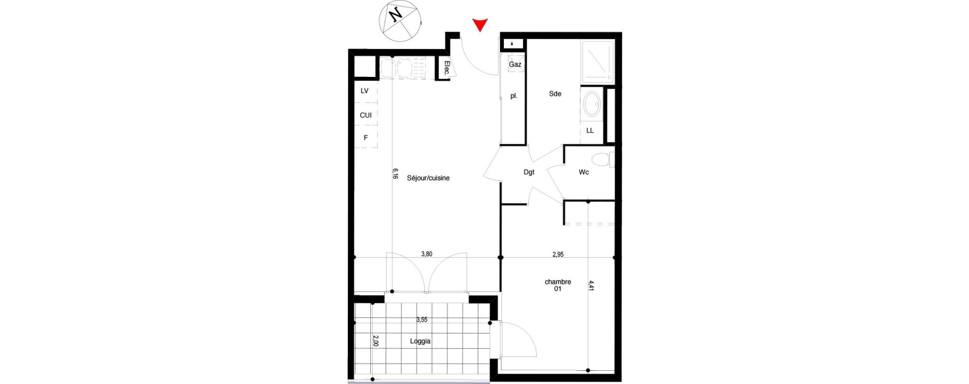 Appartement T2 de 47,63 m2 &agrave; Quissac Centre