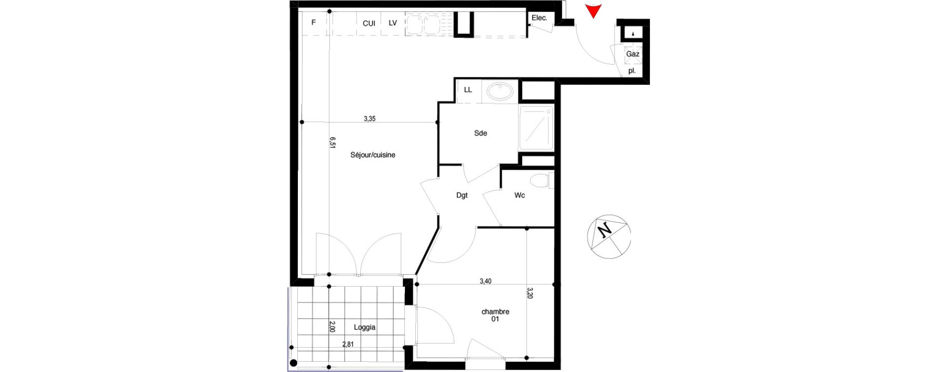 Appartement T2 de 47,86 m2 &agrave; Quissac Centre