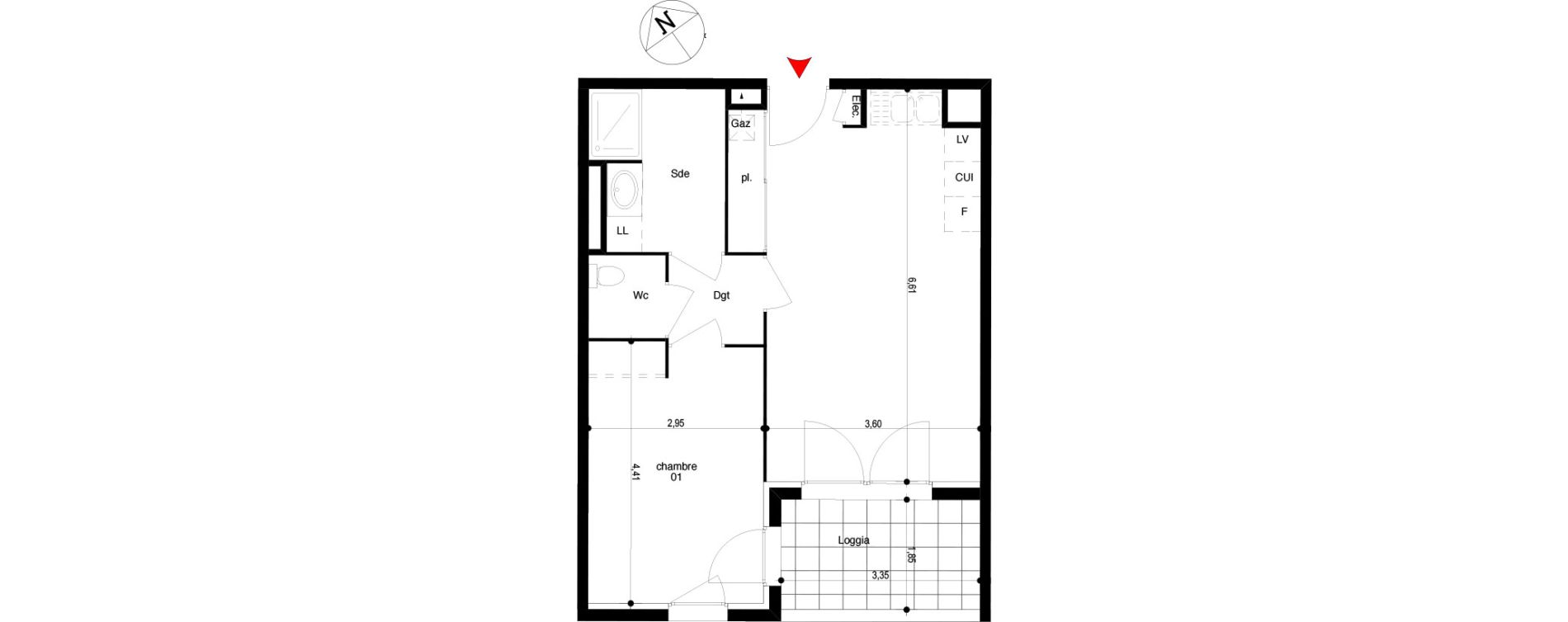 Appartement T2 de 47,42 m2 &agrave; Quissac Centre