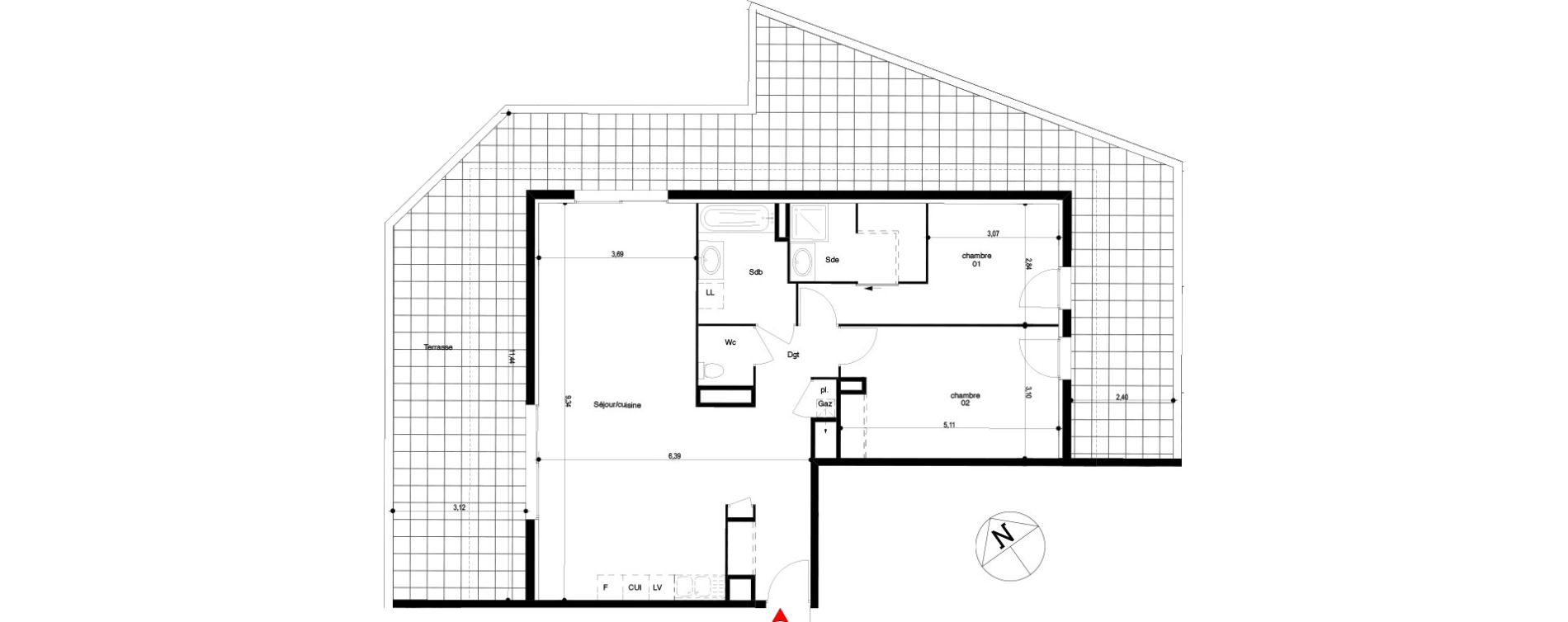 Appartement T3 de 90,51 m2 &agrave; Quissac Centre