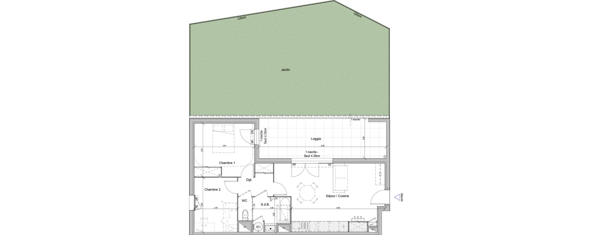 Appartement T3 de 62,20 m2 &agrave; Rodilhan Centre