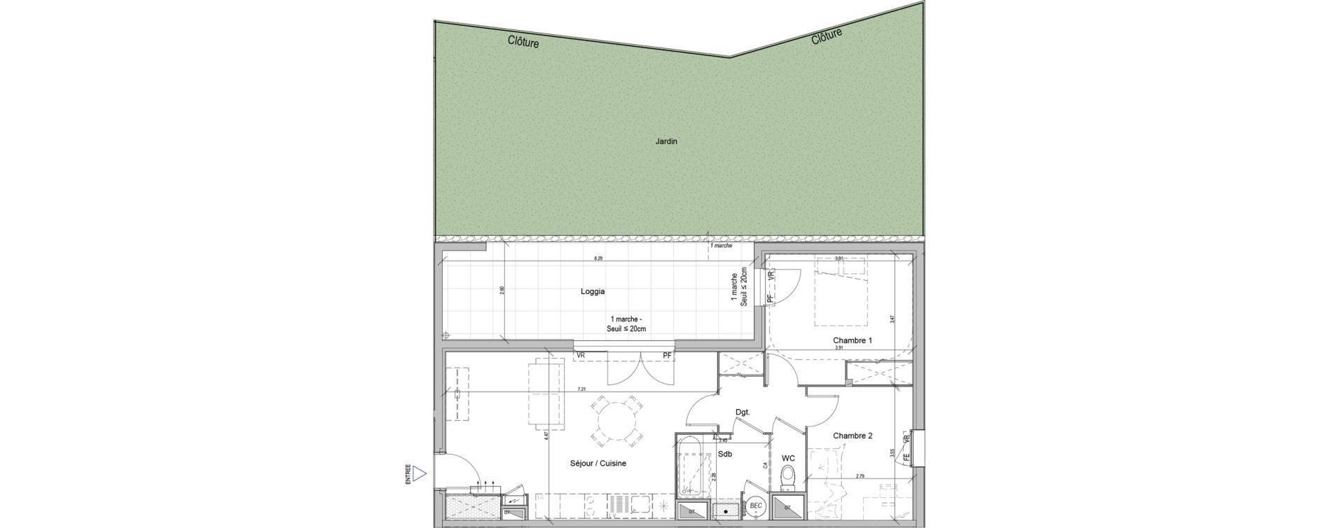 Appartement T3 de 62,90 m2 &agrave; Rodilhan Centre