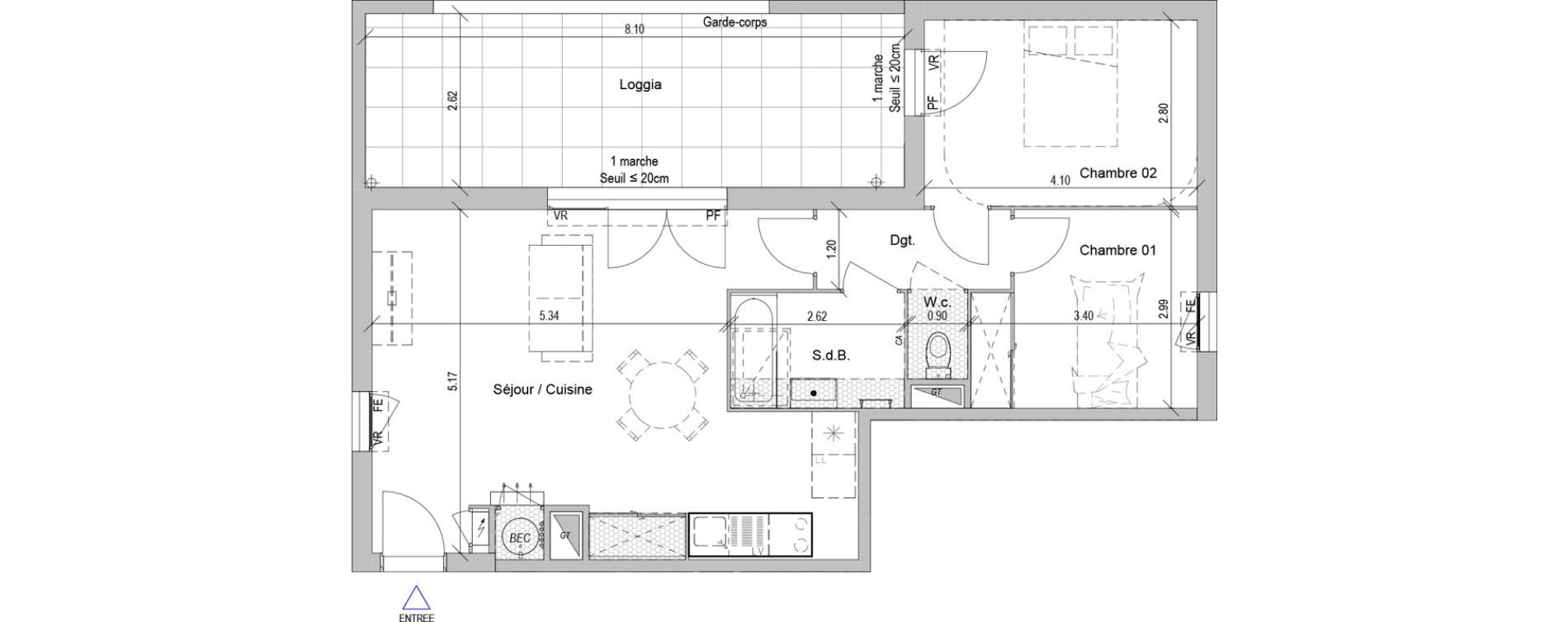 Appartement T3 de 63,30 m2 &agrave; Rodilhan Centre