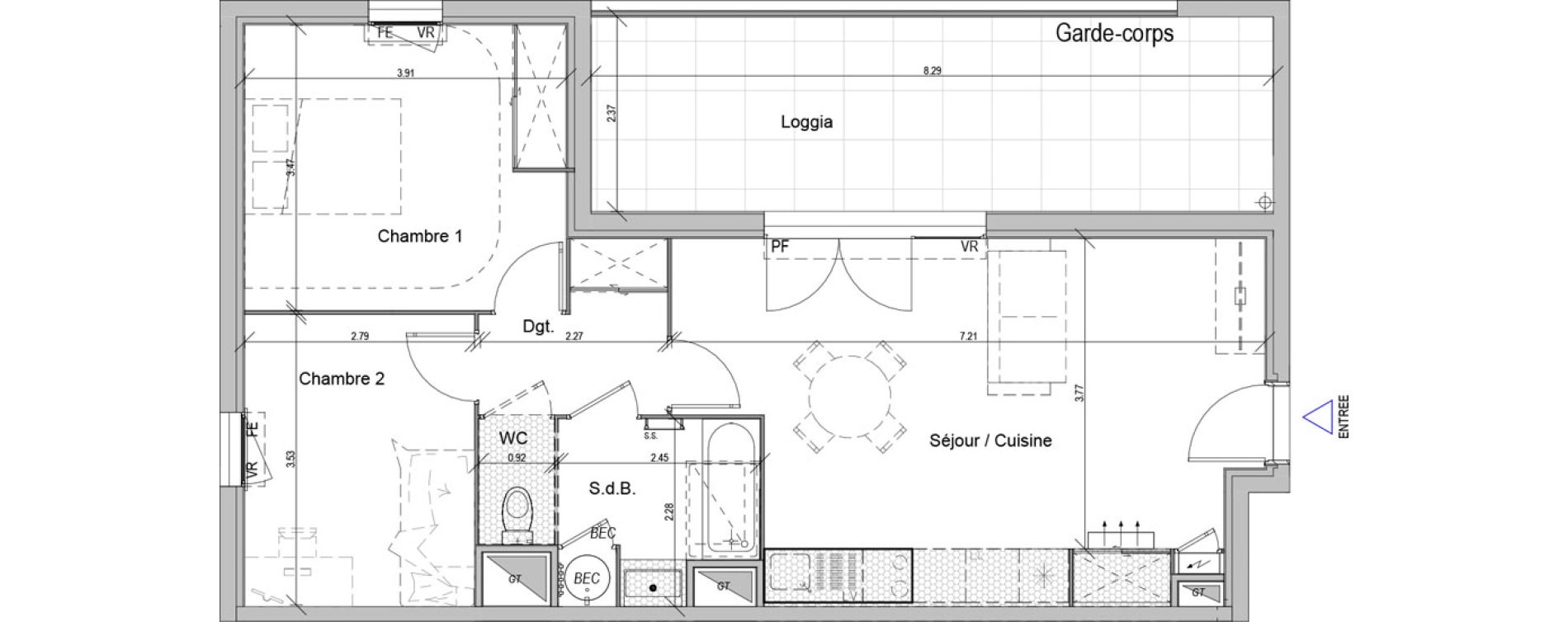 Appartement T3 de 62,20 m2 &agrave; Rodilhan Centre