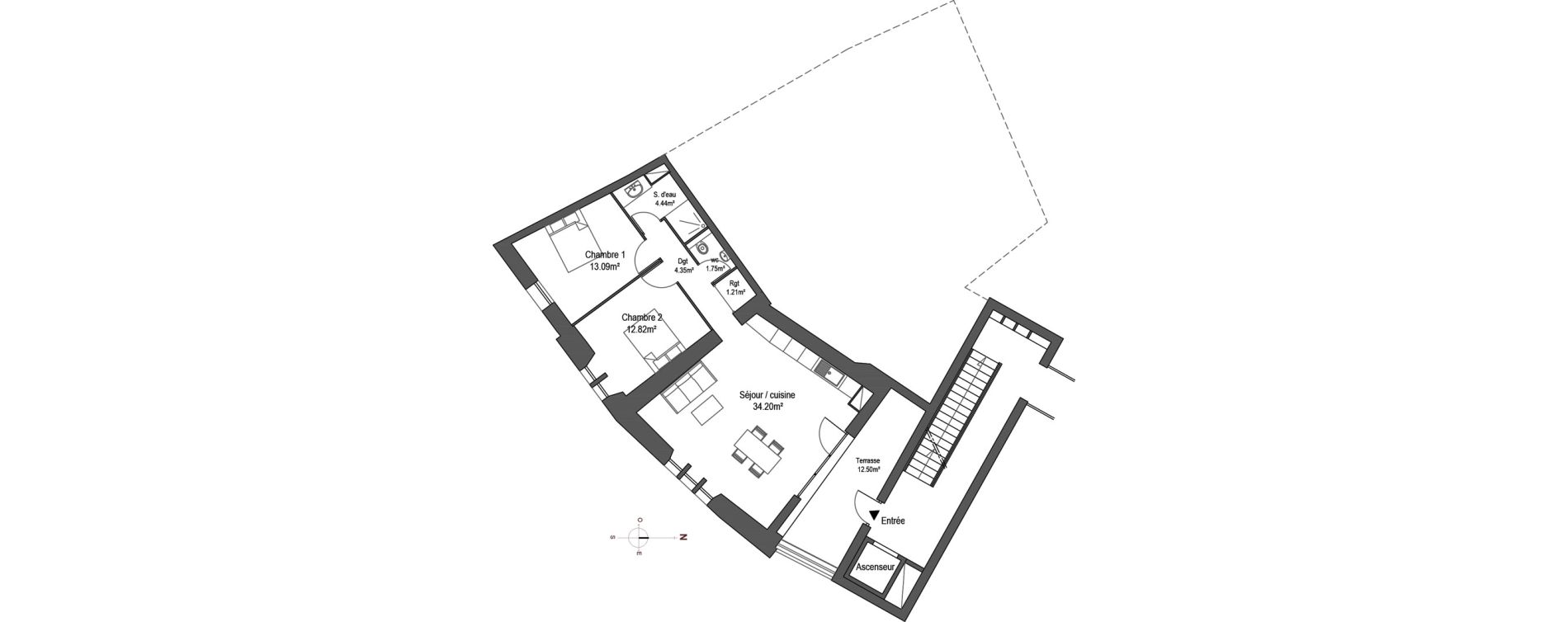 Appartement T3 de 71,86 m2 à Saint-Gilles Centre